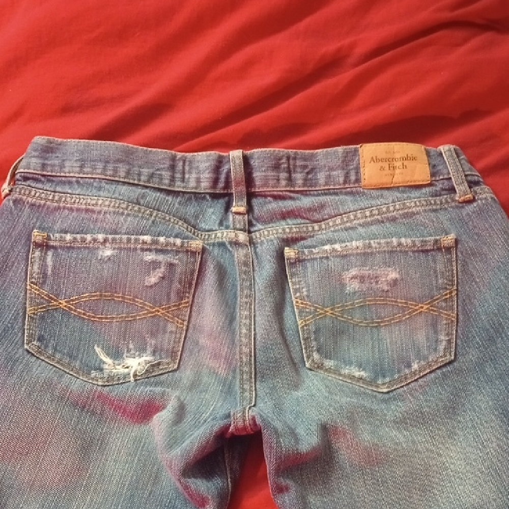 Abercrombie & Fitch Ripped Blue Boyfriend Jeans - Picture 3 of 4